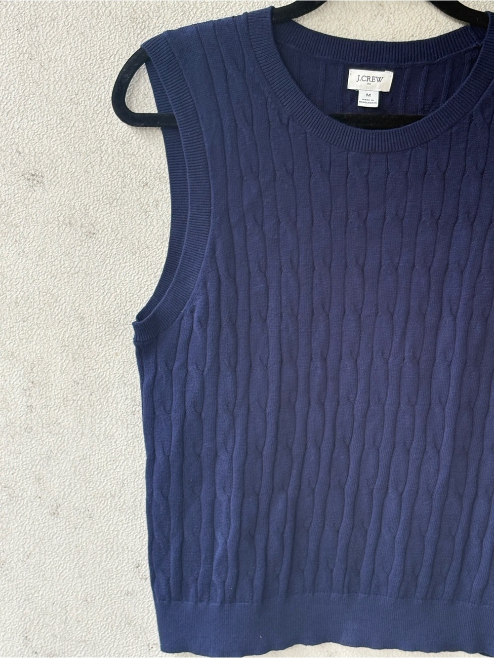 J.Crew Navy Cable Knit Cotton Sweater Vest M Preppy Academia. - Picture 8 of 11